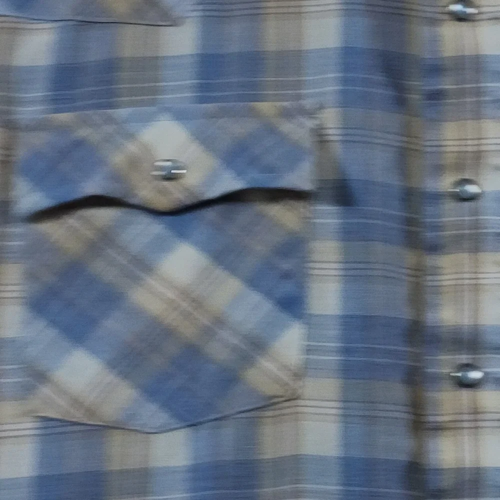 Vintage Levis Pearl Snap Shirt Mens Medium Short Sleeve Plaid Western Blue Y2K